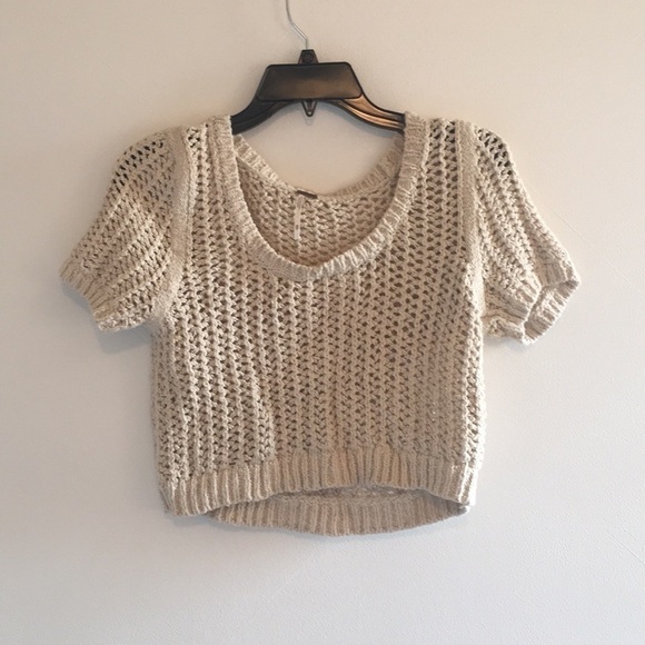Free People School Boy Open Knit Crop Top Sweater - Picture 4 of 7